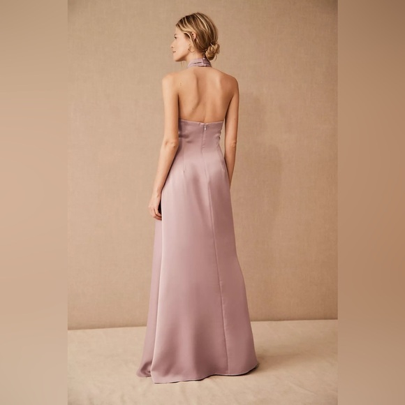 BHLDN Ruby Twist Halter Satin Gown - Picture 3 of 9